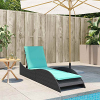 Produktbild för Solsäng med dyna svart 60x205x73 cm konstrotting