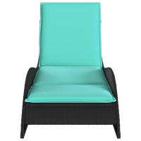 Produktbild för Solsäng med dyna svart 60x205x73 cm konstrotting