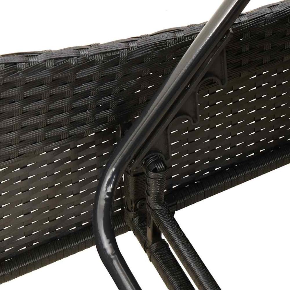 Produktbild för Solsäng med dyna svart 60x205x73 cm konstrotting