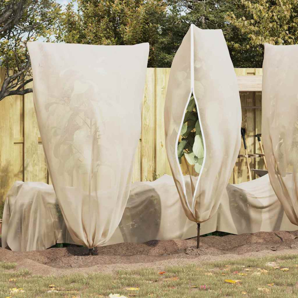 Produktbild för Frostskydd för växtfleeceöverdrag 5 pcs Beige 1,55 x 1,55 m