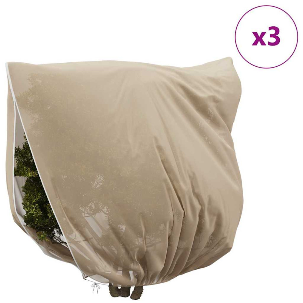 Produktbild för Frostskydd för växtfleeceöverdrag 3 pcs Beige 2,5 x 3,14 m