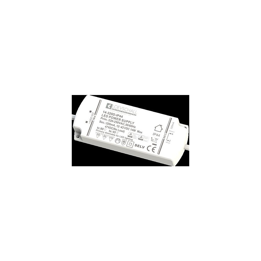 Produktbild för ID-LED dimbar driver 320mA +10/-10% spot 4,5W-15W, HBL=16x45...