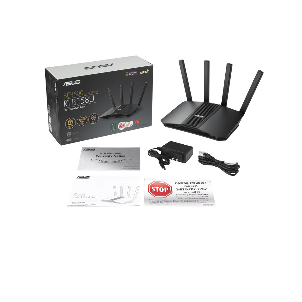 Produktbild för ASUS RT-BE58U - trådlös router - Wi-Fi 7 - skrivbordsmodell