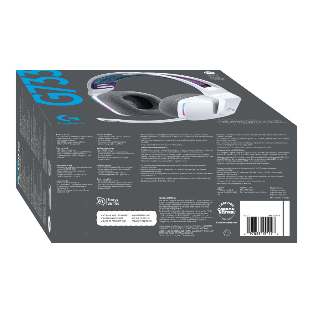 Produktbild för Logitech G G733 LIGHTSPEED Wireless RGB Gaming Headset - headset