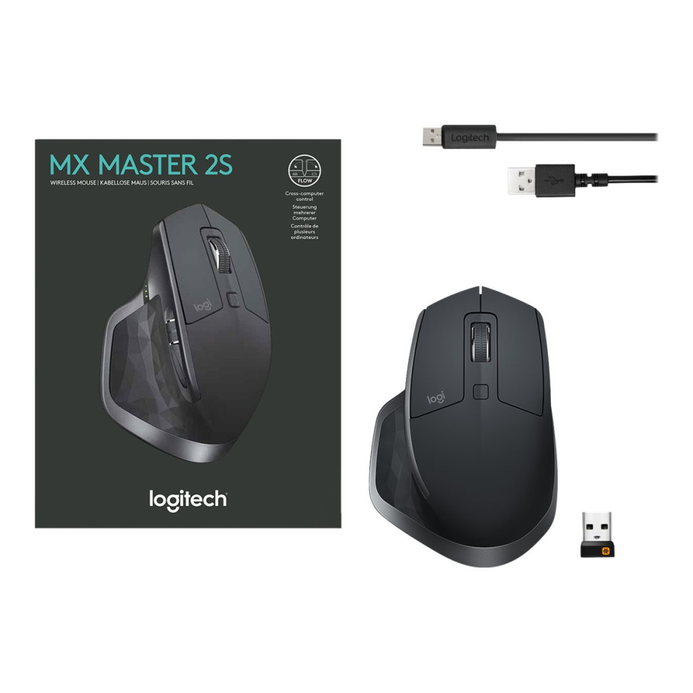 Produktbild för Logitech MX Master 2S - Bluetooth Edition - mus - 2.4 GHz, Bluetooth - grafit
