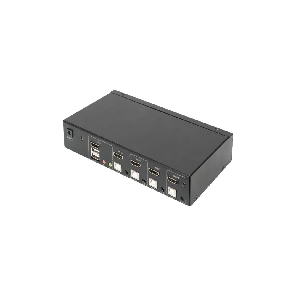 Produktbild för DIGITUS DS-12880 - omkopplare för tangentbord/video/mus/ljud/USB - 4 portar