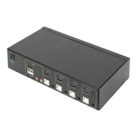 Produktbild för DIGITUS DS-12880 - omkopplare för tangentbord/video/mus/ljud/USB - 4 portar