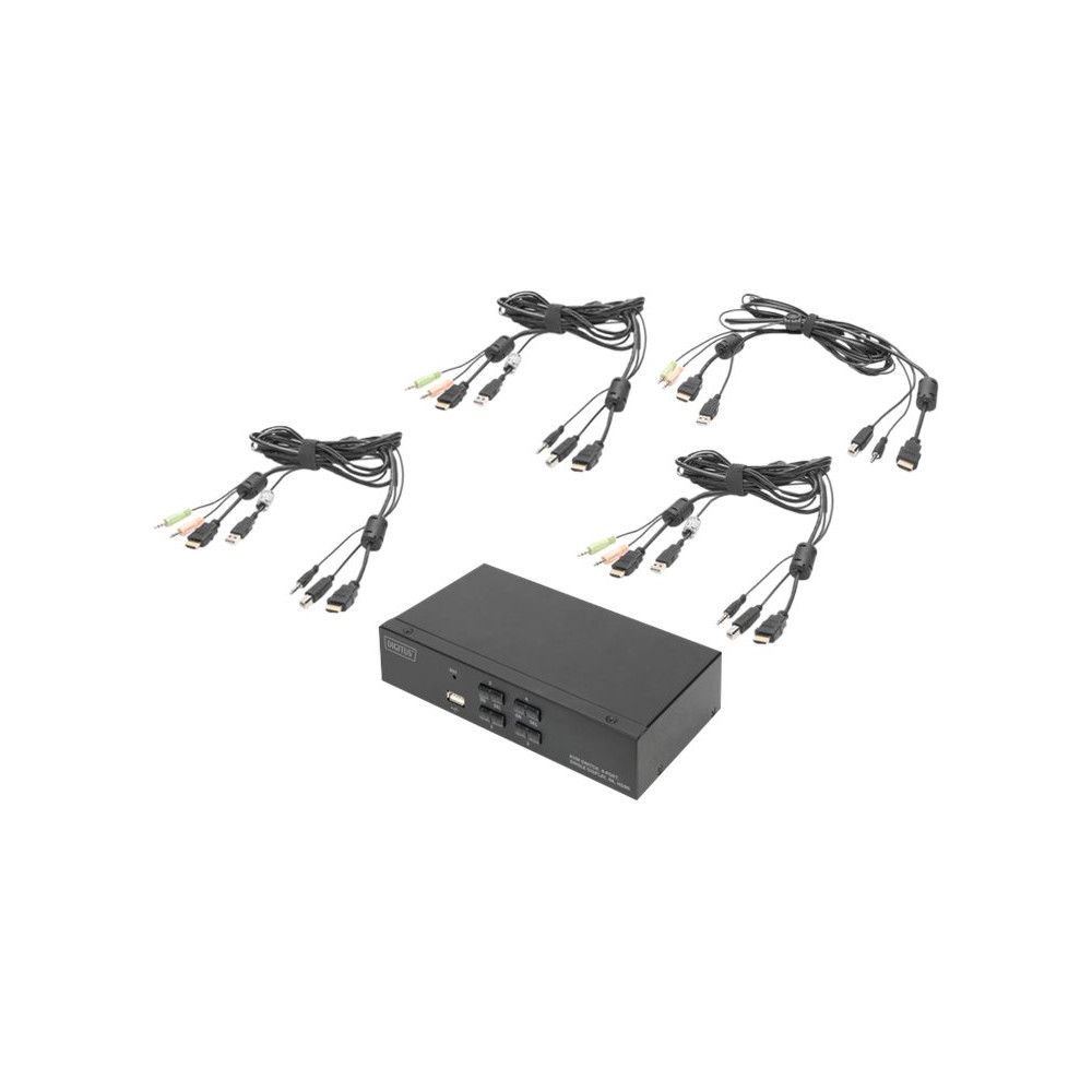 Produktbild för DIGITUS DS-12880 - omkopplare för tangentbord/video/mus/ljud/USB - 4 portar