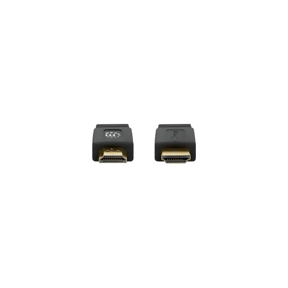 Produktbild för Manhattan HDMI Cable with Ethernet (Flat), 4K@60Hz (Premium High Speed), 10m, Male to Male, Black, Ultra HD 4k x 2k, Fully Shielded, Gold Plated Contacts, Lifetime Warranty, Polybag - HDMI-kabel med Ethernet - 10 m