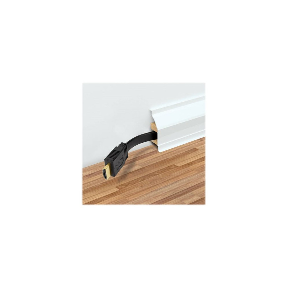 Produktbild för Manhattan HDMI Cable with Ethernet (Flat), 4K@60Hz (Premium High Speed), 10m, Male to Male, Black, Ultra HD 4k x 2k, Fully Shielded, Gold Plated Contacts, Lifetime Warranty, Polybag - HDMI-kabel med Ethernet - 10 m