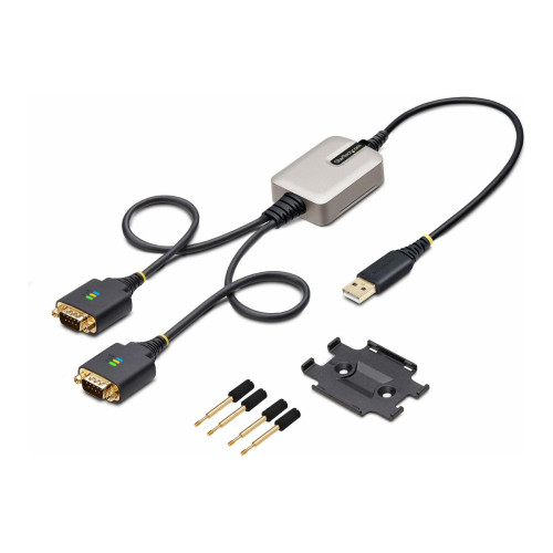 StarTech.com StarTech.com 2ft (60cm) 2-Port USB to Serial Adapter Cable, Interchangeable DB9 Screws/Nuts, COM Retention, USB-A to DB9 RS232, FTDI, Level-4 ESD Protection, Windows/macOS/ChromeOS/Linux - Rugged TPE Construction (2P1FFC-USB-SERIAL) - USB / seriell kabel 