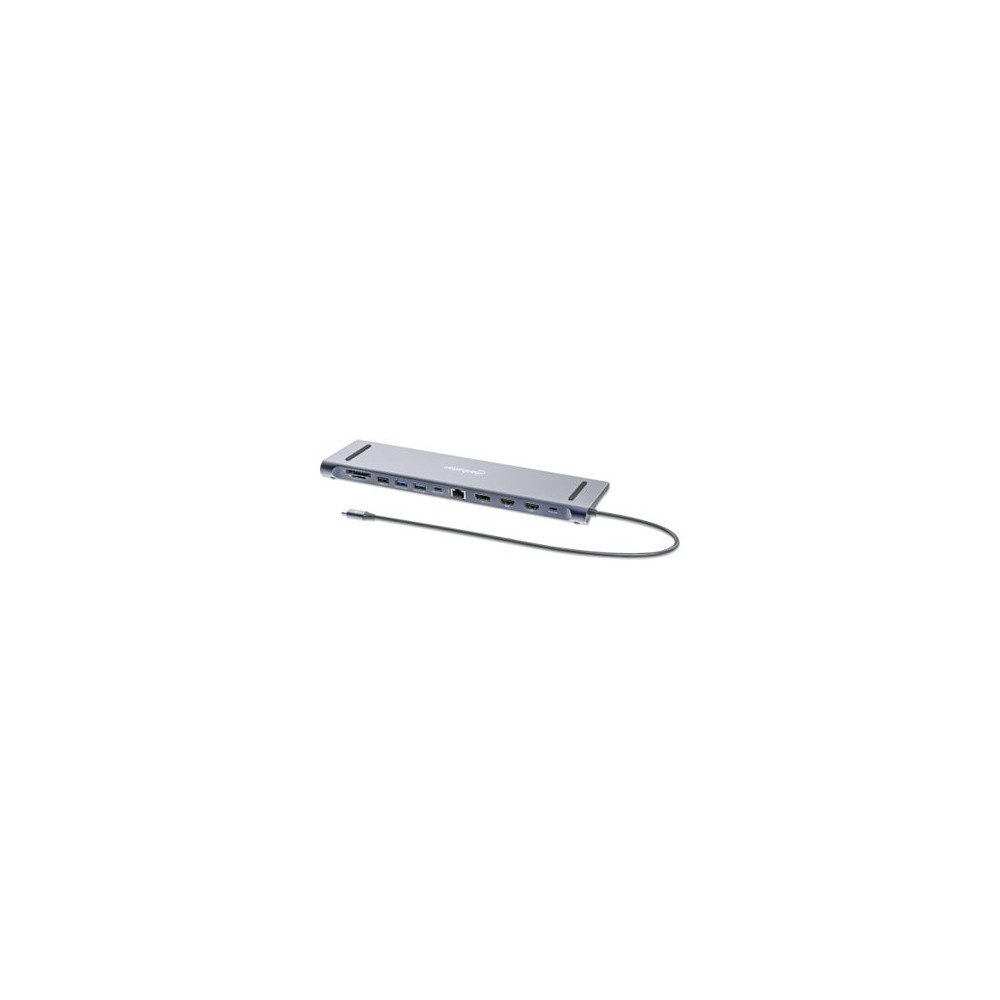 Produktbild för Manhattan 12-in-1 - dockningsstation - USB-C 3.2 Gen 1 - 2 x HDMI, DP - 1GbE