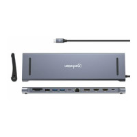 Produktbild för Manhattan 12-in-1 - dockningsstation - USB-C 3.2 Gen 1 - 2 x HDMI, DP - 1GbE