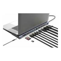 Produktbild för Manhattan 12-in-1 - dockningsstation - USB-C 3.2 Gen 1 - 2 x HDMI, DP - 1GbE