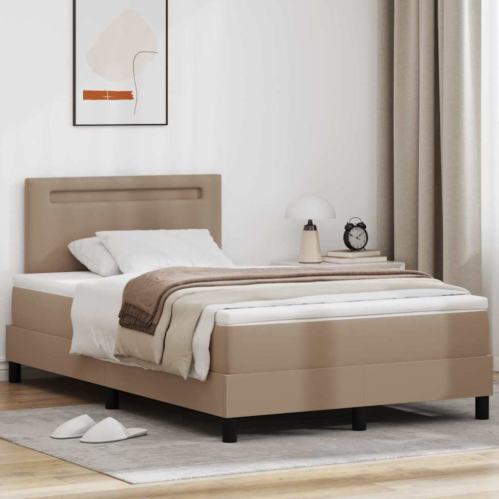 Produktbild för Bäddfjäder med madrass Cappuccino 120 x 190 cm Konstläder