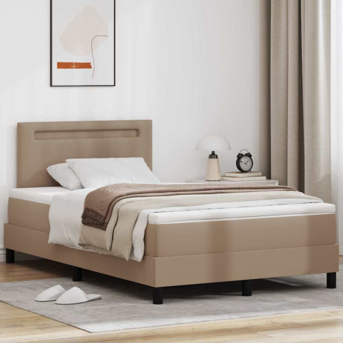 vidaXL Bäddfjäder med madrass Cappuccino 120 x 190 cm Konstläder