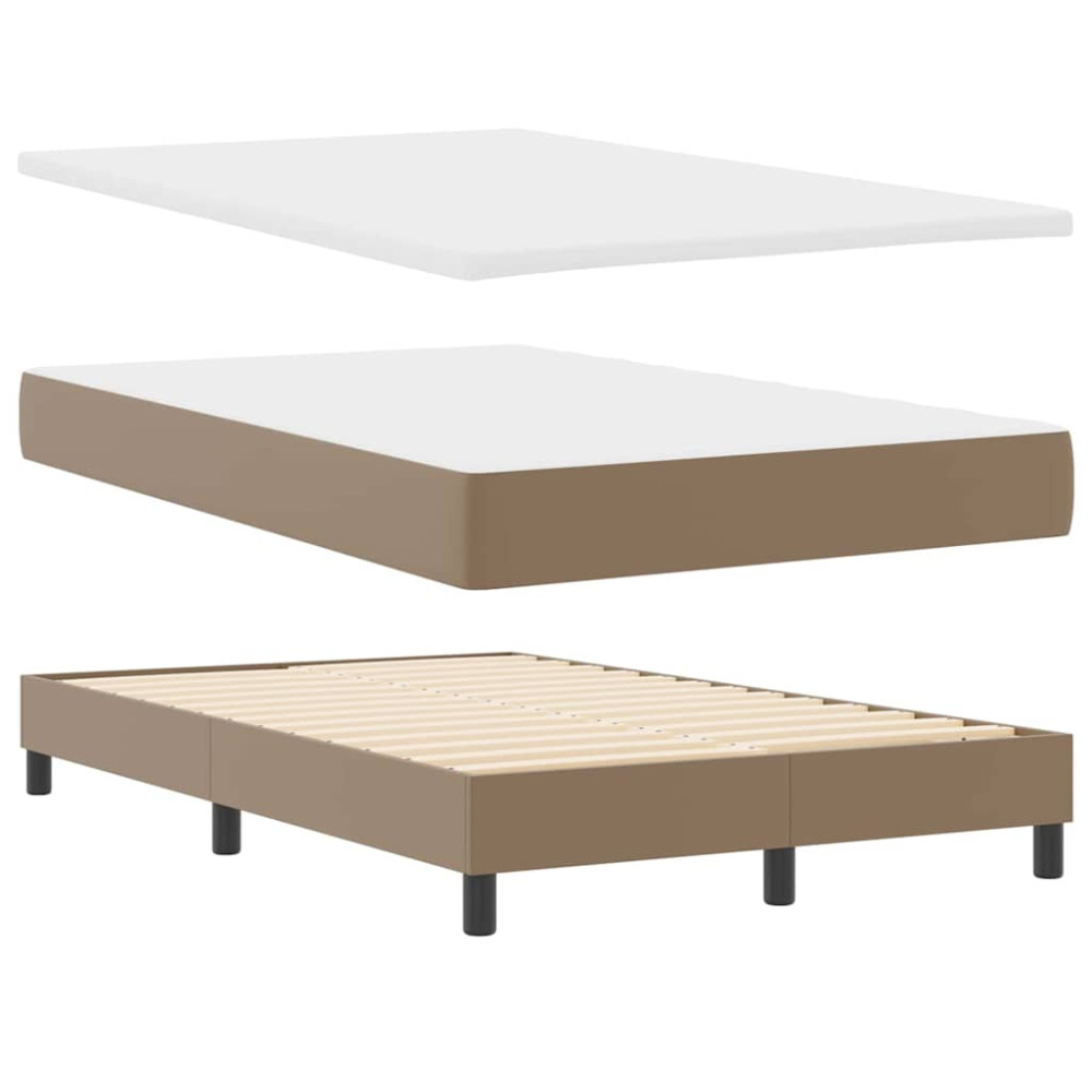 Produktbild för Bäddfjäder med madrass Cappuccino 120 x 190 cm Konstläder