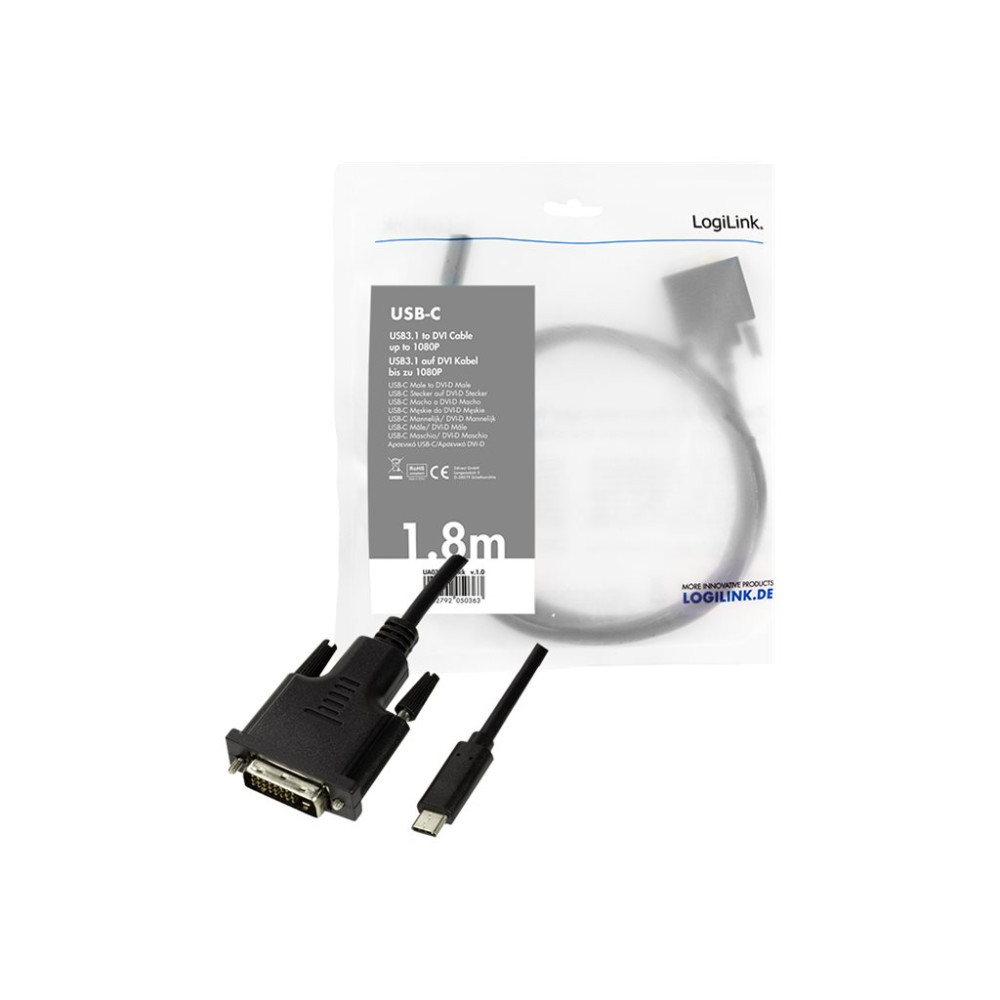 Produktbild för LogiLink adapterkabel - DVI / USB - 1.8 m