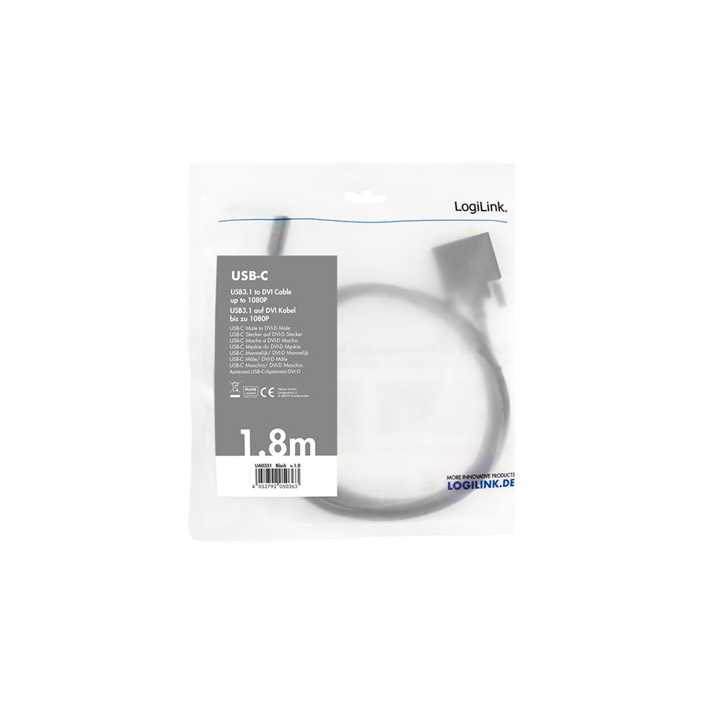 Produktbild för LogiLink adapterkabel - DVI / USB - 1.8 m