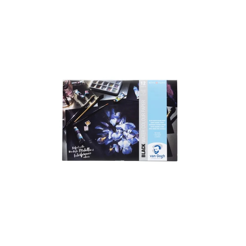 Produktbild för Van Gogh block med svart akvarellpapper | 29,7 x 21 cm (A4),...