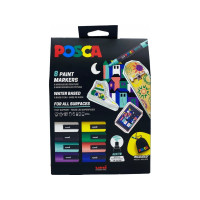 Produktbild för POSCA-påse set storlek PC5M 8 assorterade färger + liten POS...