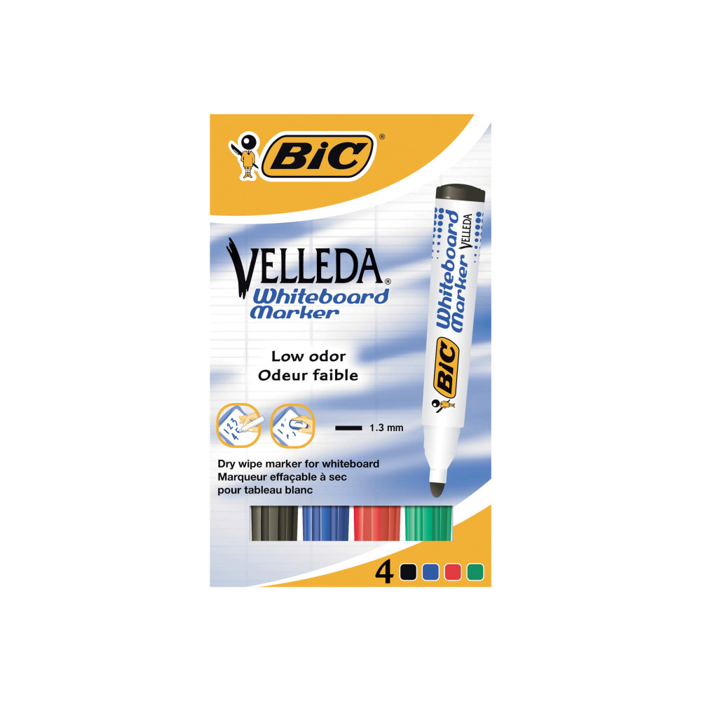 Produktbild för BIC VELLEDA 1701 - markering - svart, röd, blå, grön (paket om 4)