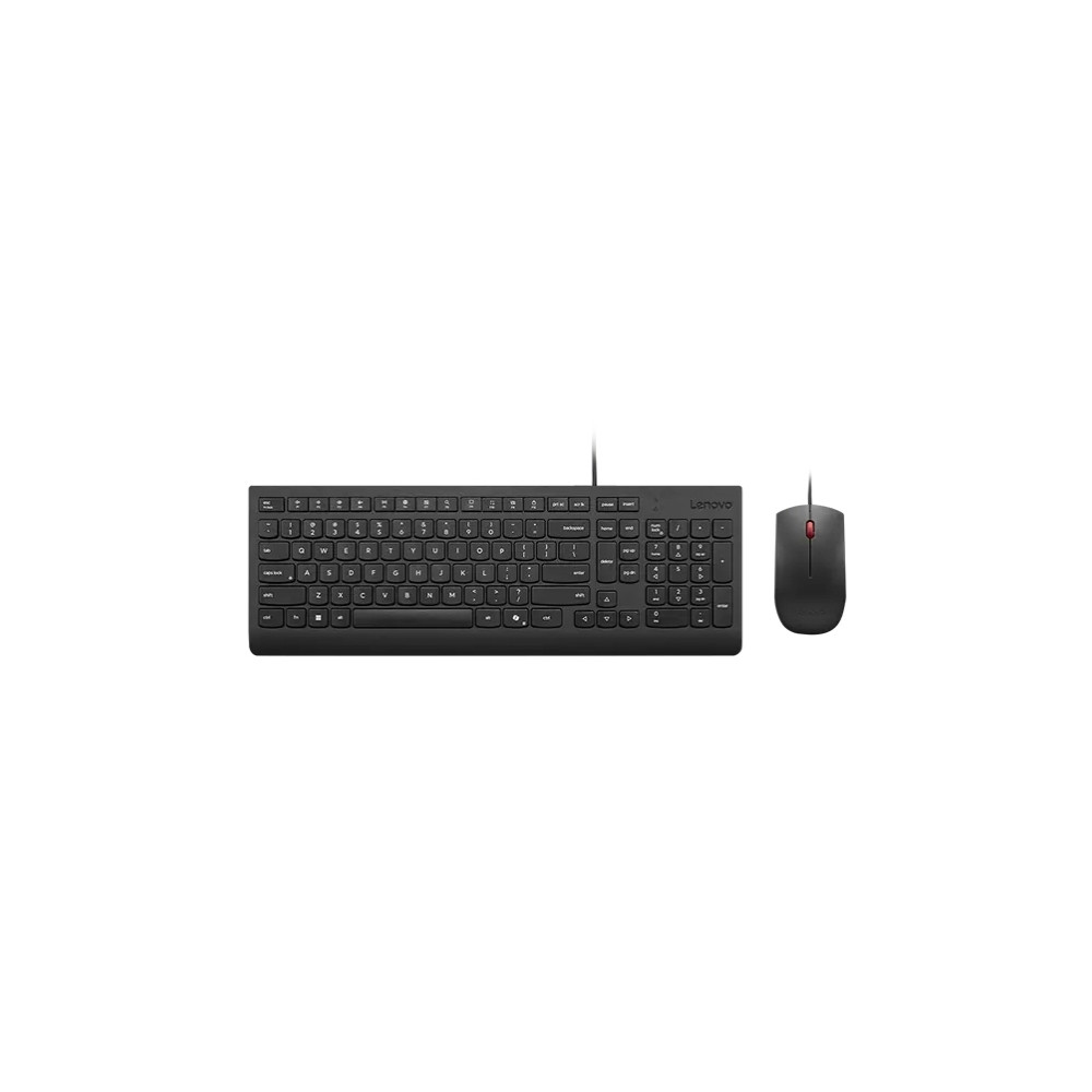 Produktbild för Lenovo Essential Wired Combo - sats med tangentbord och mus - QWERTY - dansk - svart Inmatningsenhet