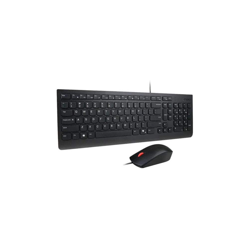 Produktbild för Lenovo Essential Wired Combo - sats med tangentbord och mus - QWERTY - dansk - svart Inmatningsenhet