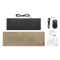 Produktbild för Lenovo Essential Wired Combo - sats med tangentbord och mus - QWERTY - dansk - svart Inmatningsenhet