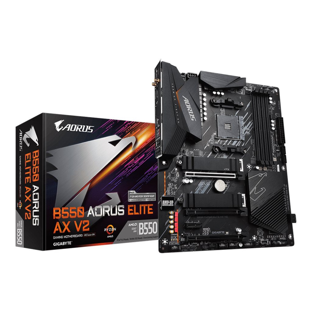 Produktbild för Gigabyte B550 AORUS ELITE AX - 1.0 - moderkort - ATX - Socket AM4 - AMD B550
