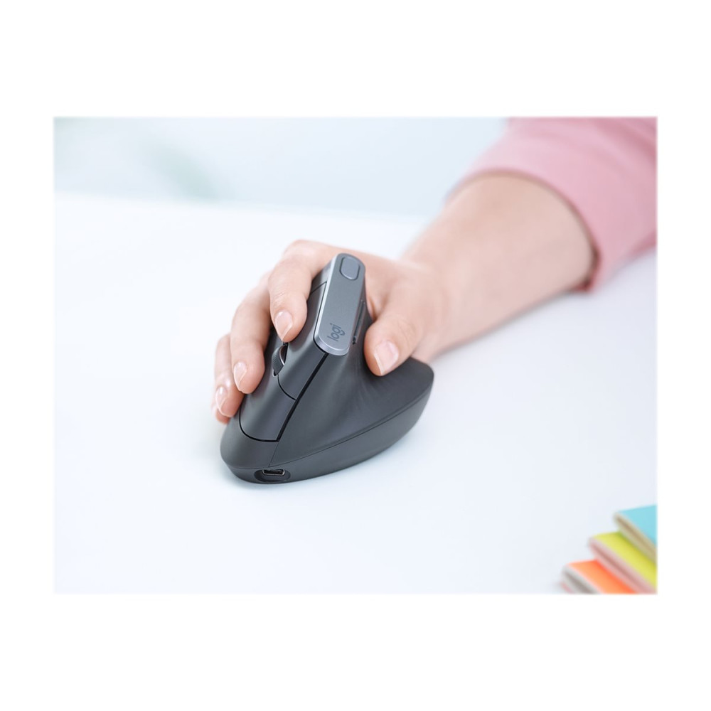 Produktbild för Logitech MX Vertical - vertikal mus - USB, Bluetooth, 2.4 GHz - grafit