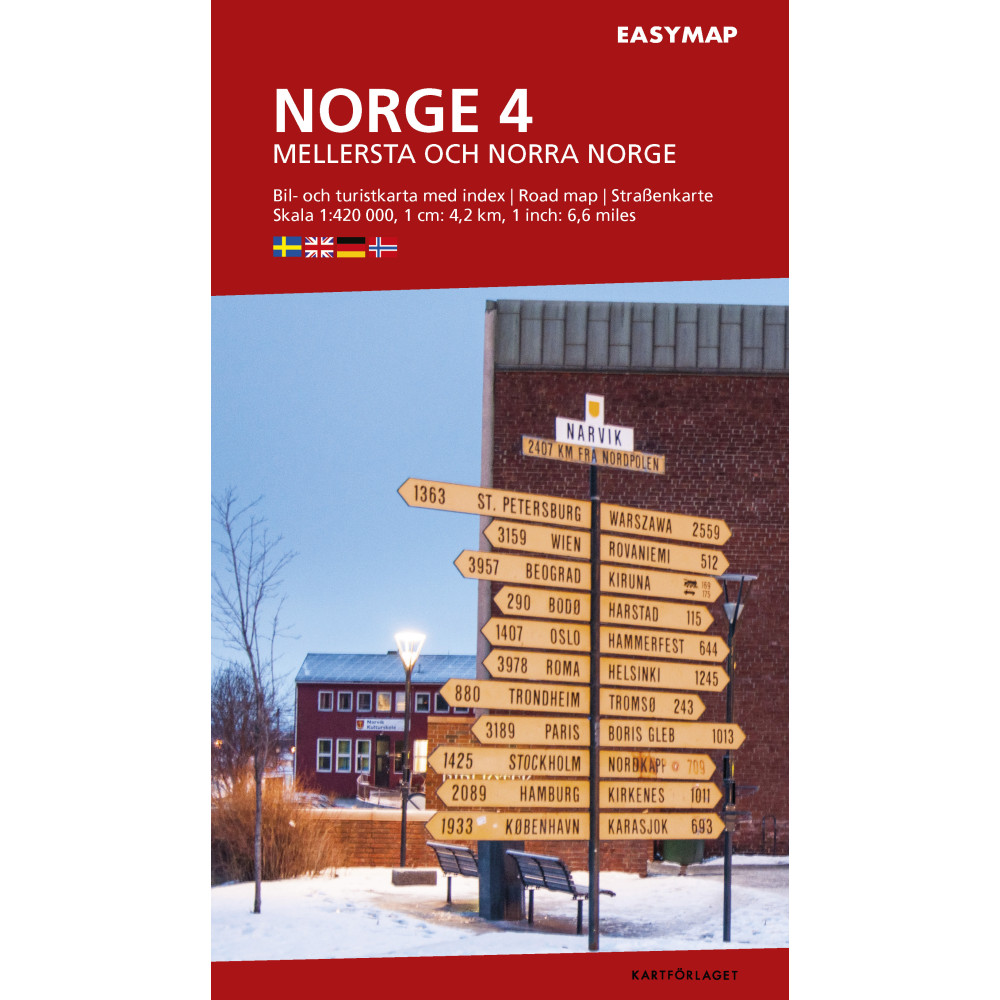 Produktbild för Mellersta och N. Norge 4 EasyMap, 1:420 000