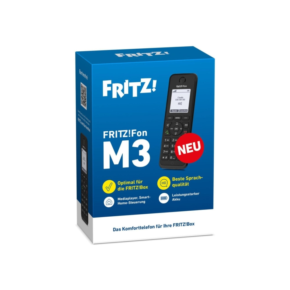 Produktbild för FRITZ!Fon M3 - trådlös förlängningshandenhet - med internetradio med nummerpresentation/samtal väntar - 3-riktad samtalsförmåg