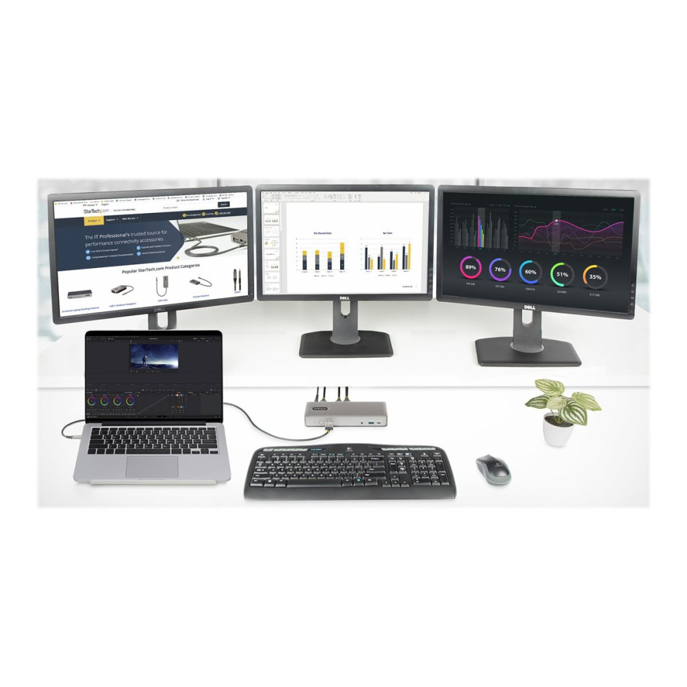 Produktbild för StarTech.com USB-C Docking Station - Multi Monitor HDMI/DP/DP Alt Mode USB-C Dock - 3x 4K30 / 2x 4K60 - 7-Port USB Hub - 60W Power Delivery - GbE - 3.5mm Audio - Works With Chromebook certified - dockningsstation - USB-C / Thunderbolt 3 / Thunderbolt 4 - 