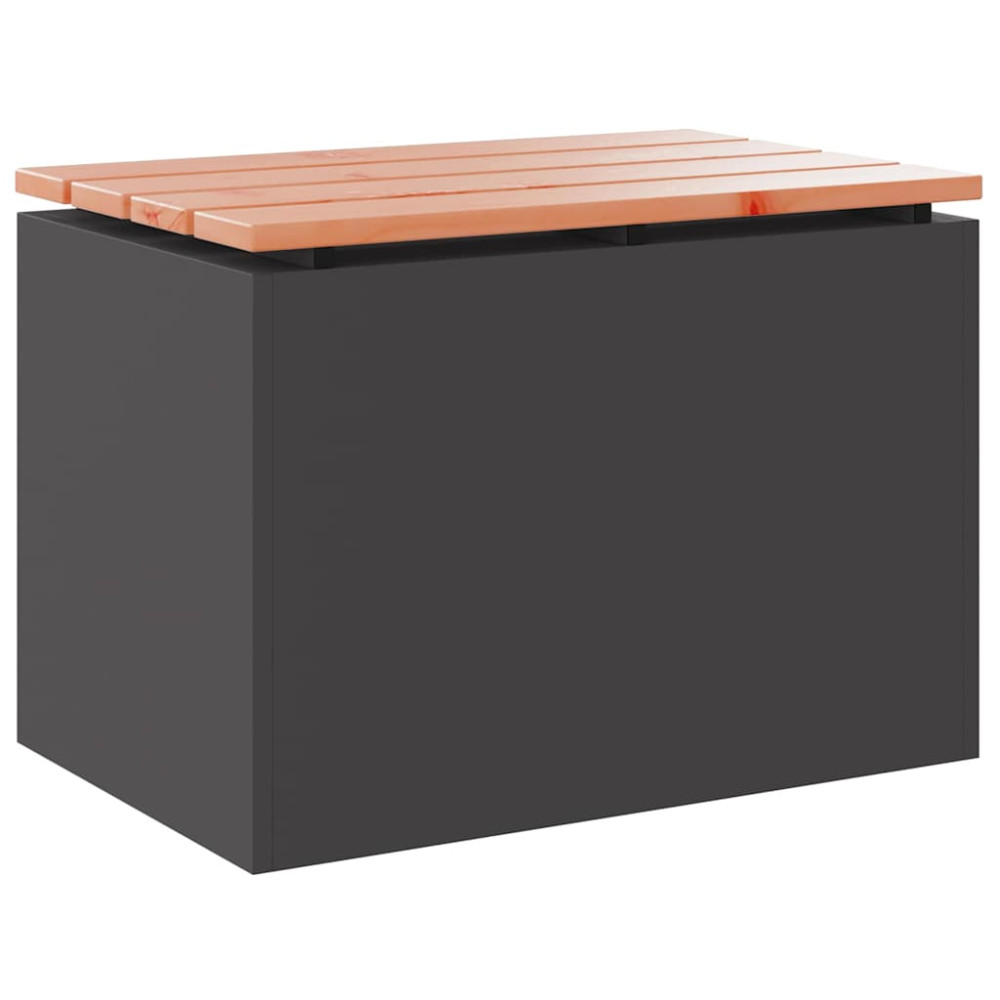 Produktbild för Trädgårdsbänk Svart 60 x 40 x 43 cm Massiv Douglas och Stål