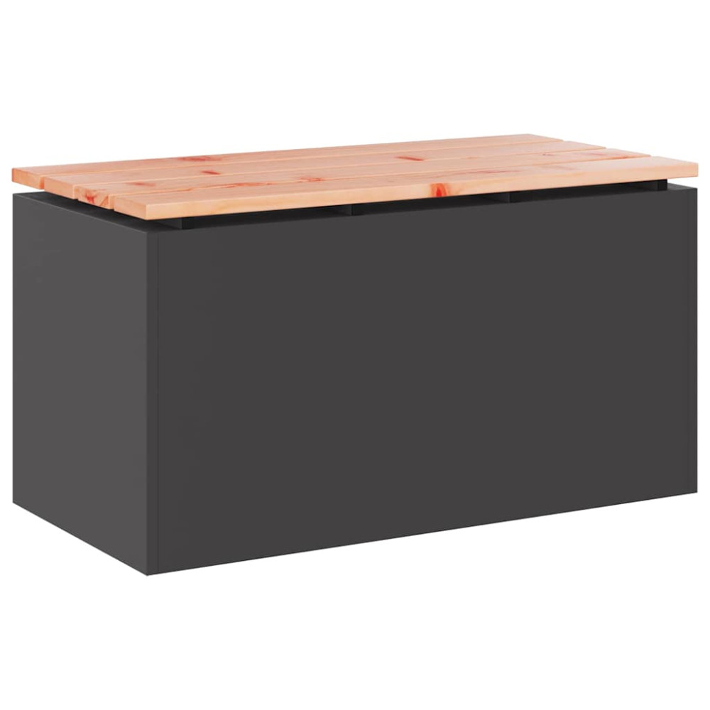 Produktbild för Trädgårdsbänk Svart 80 x 40 x 43 cm Stål