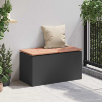 Produktbild för Trädgårdsbänk Svart 80 x 40 x 43 cm Stål