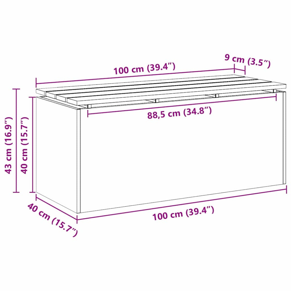 Produktbild för Trädgårdsbänk Rostig 100 x 40 x 43 cm cortenstål