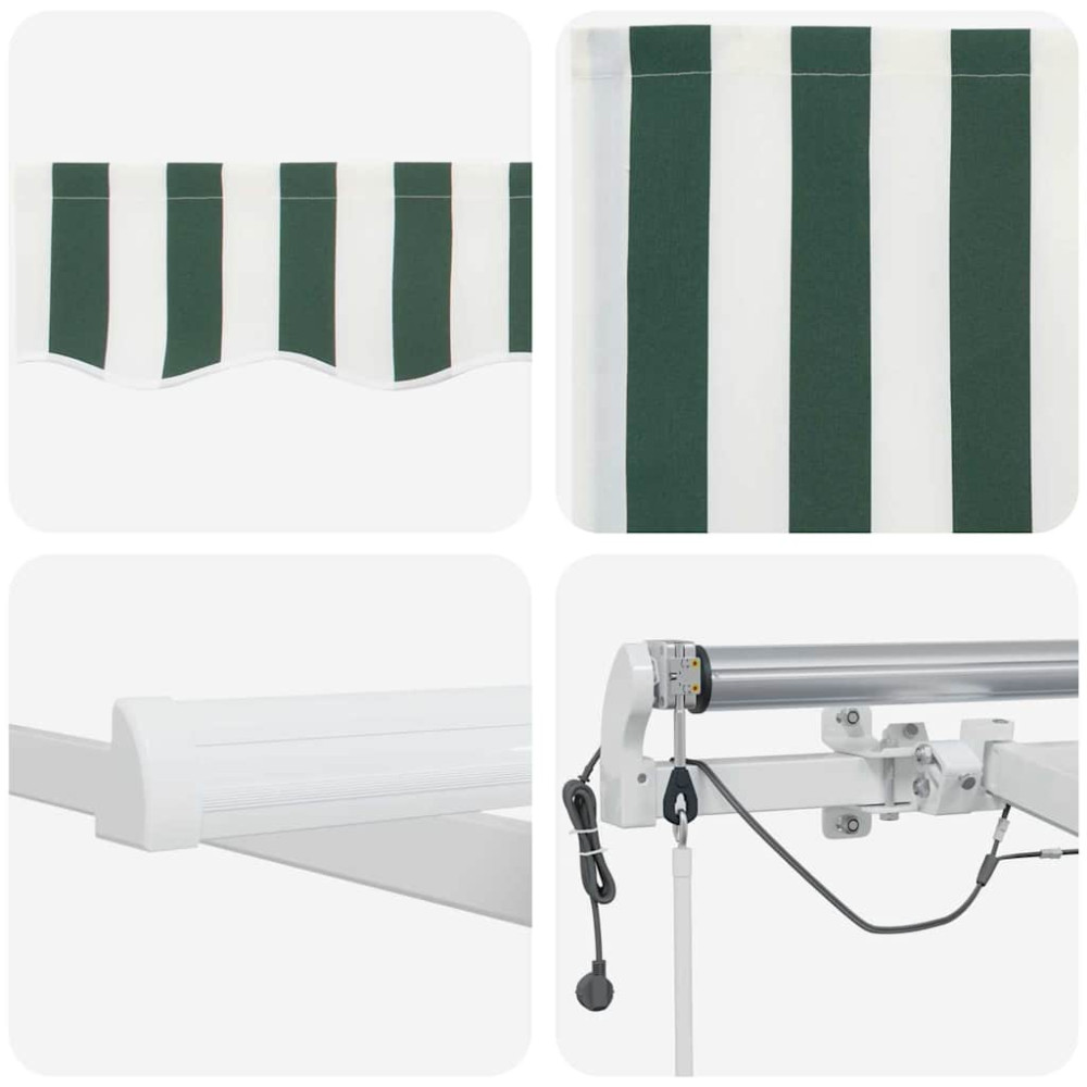 Produktbild för Markis tyg Grön och Vit 350 x 250 cm Polyester