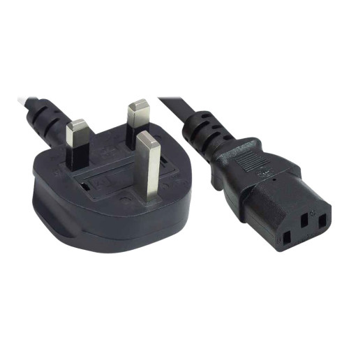 Manhattan Manhattan Power Cord/Cable, UK 3-pin plug to C13 Female (kettle lead), 1.8m, 10A, Black, Lifetime Warranty, Polybag - strömkabel - power IEC 60320 C13 till BS 1363 - 1.8 m