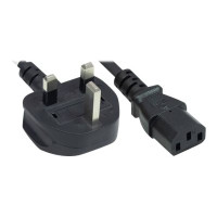 Produktbild för Manhattan Power Cord/Cable, UK 3-pin plug to C13 Female (kettle lead), 1.8m, 10A, Black, Lifetime Warranty, Polybag - strömkabel - power IEC 60320 C13 till BS 1363 - 1.8 m