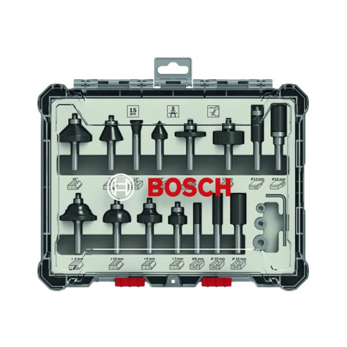 Bosch Powertools Bosch fräsningsskärarbit - för trä, mjuka träslag, lövträ - 15 delar