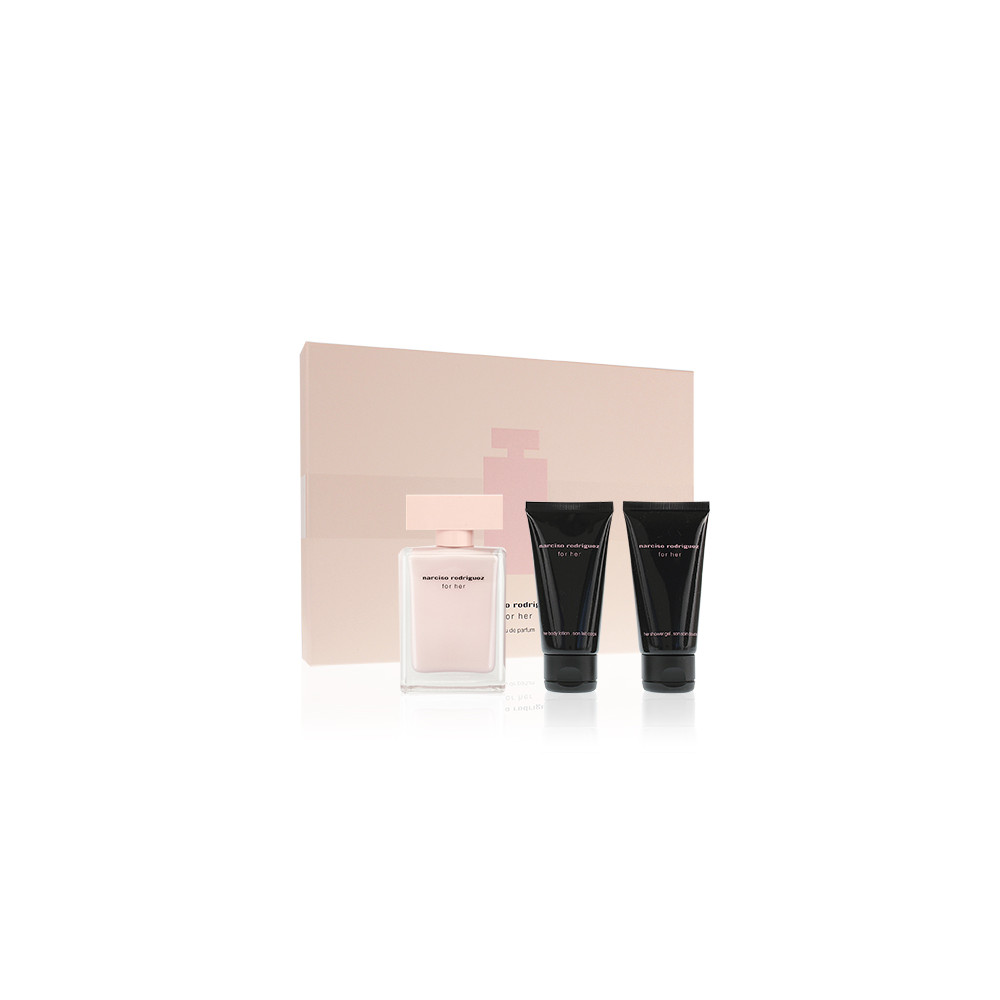 Produktbild för Narciso Rodriguez For Her eau de parfum for women 50 ml + tělové mléko 50 ml + sprchový gel 50 ml gift set