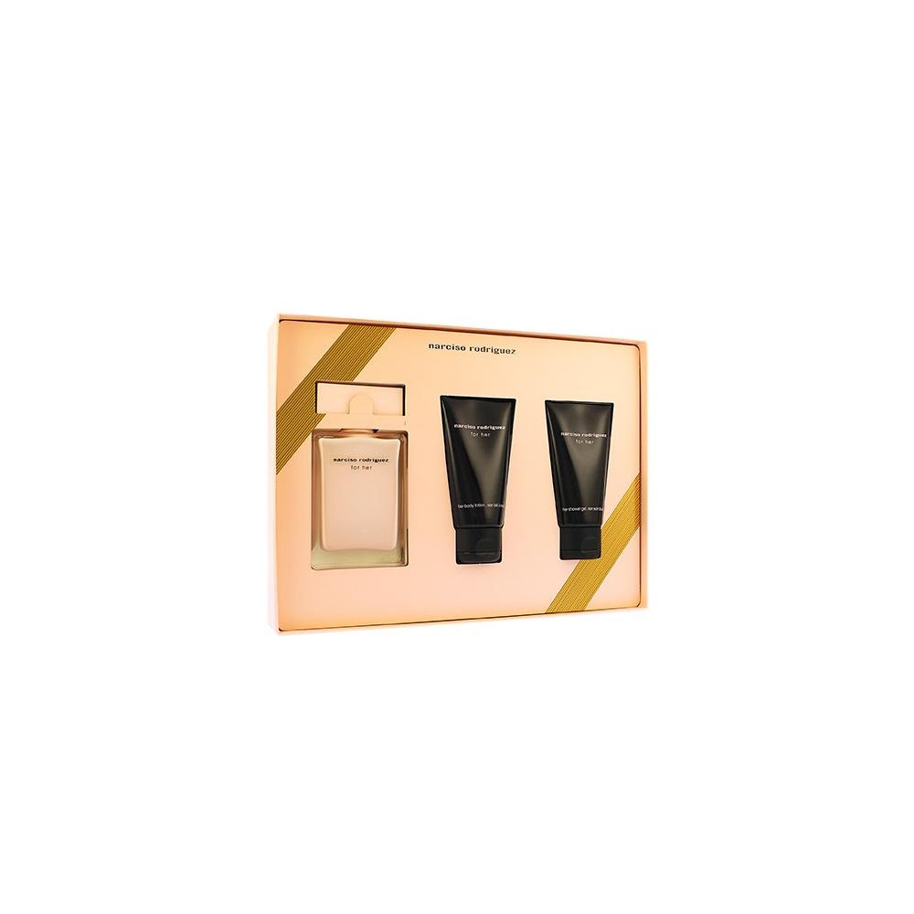 Produktbild för Narciso Rodriguez For Her dárková sada pro ženy parfémovaná voda 50 ml + tělové mléko 50 ml + sprchový gel 50 ml