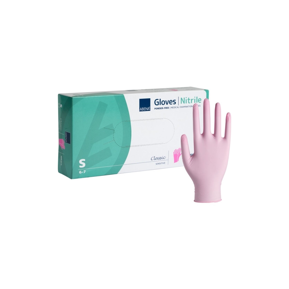Produktbild för Abena - handskar - small - nitrilgummi - rosa (paket om 100)