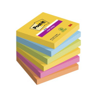 Produktbild för Post-it Super Sticky Rio de Janeiro 654-6SS-RIO-EU - anteckningar - 76 x 76 mm - 540 ark (6 x 90)