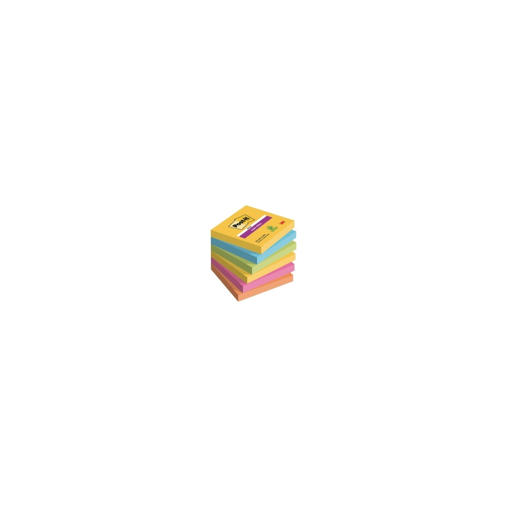 Produktbild för Post-it Super Sticky Rio de Janeiro 654-6SS-RIO-EU - anteckningar - 76 x 76 mm - 540 ark (6 x 90)