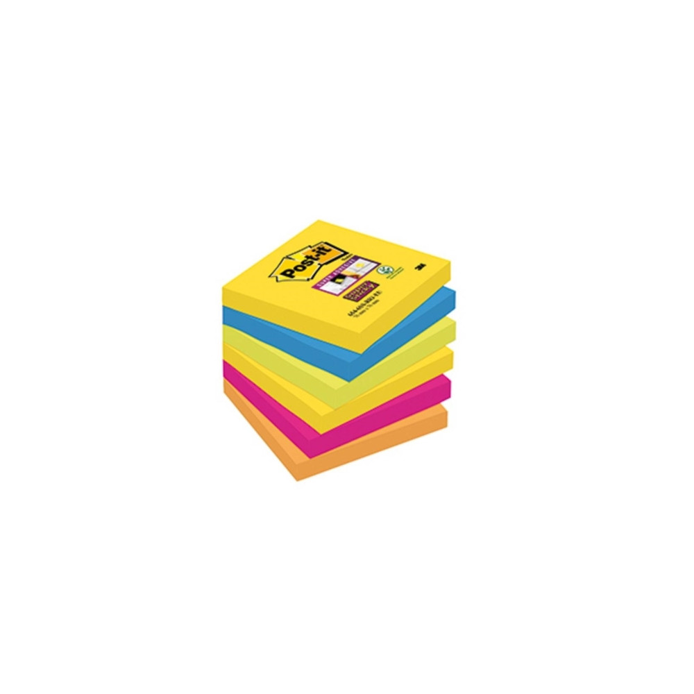 Produktbild för Post-it Super Sticky Rio de Janeiro 654-6SS-RIO-EU - anteckningar - 76 x 76 mm - 540 ark (6 x 90)