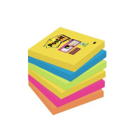 Produktbild för Post-it Super Sticky Rio de Janeiro 654-6SS-RIO-EU - anteckningar - 76 x 76 mm - 540 ark (6 x 90)