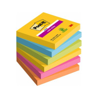 Produktbild för Post-it Super Sticky Rio de Janeiro 654-6SS-RIO-EU - anteckningar - 76 x 76 mm - 540 ark (6 x 90)